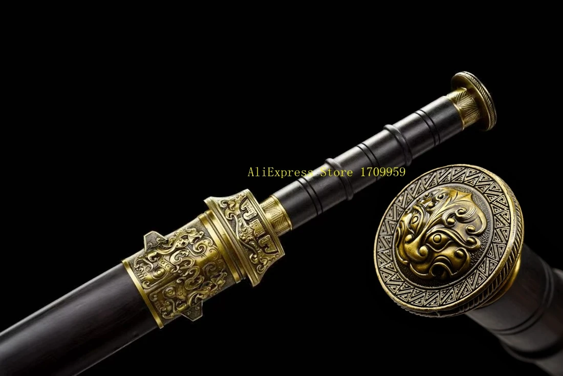 Functional Sword Chinese Folded High Carbon Damascus Steel Full Tang Handmade Blade Double Groove Battle Jian view 3