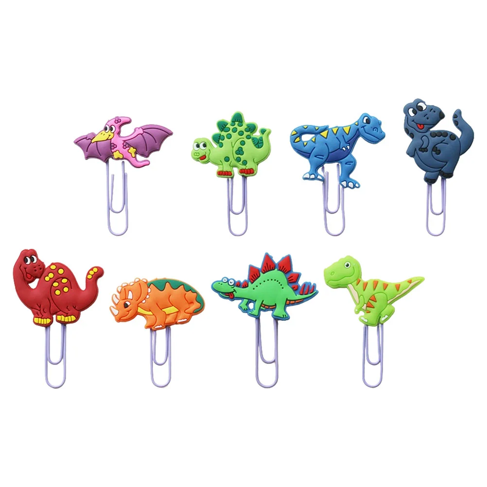 

8 Pcs Dinosaur Bookmark Paperclip Multi-use Clips Cute Adorable Decorative Small Paperclips