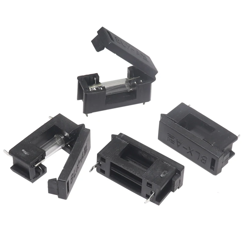 【5PCS】5x20mm Fuse Holder With Cover Chassis/Panel Mount BLX-A Black For PCB Board S08 Drop ship