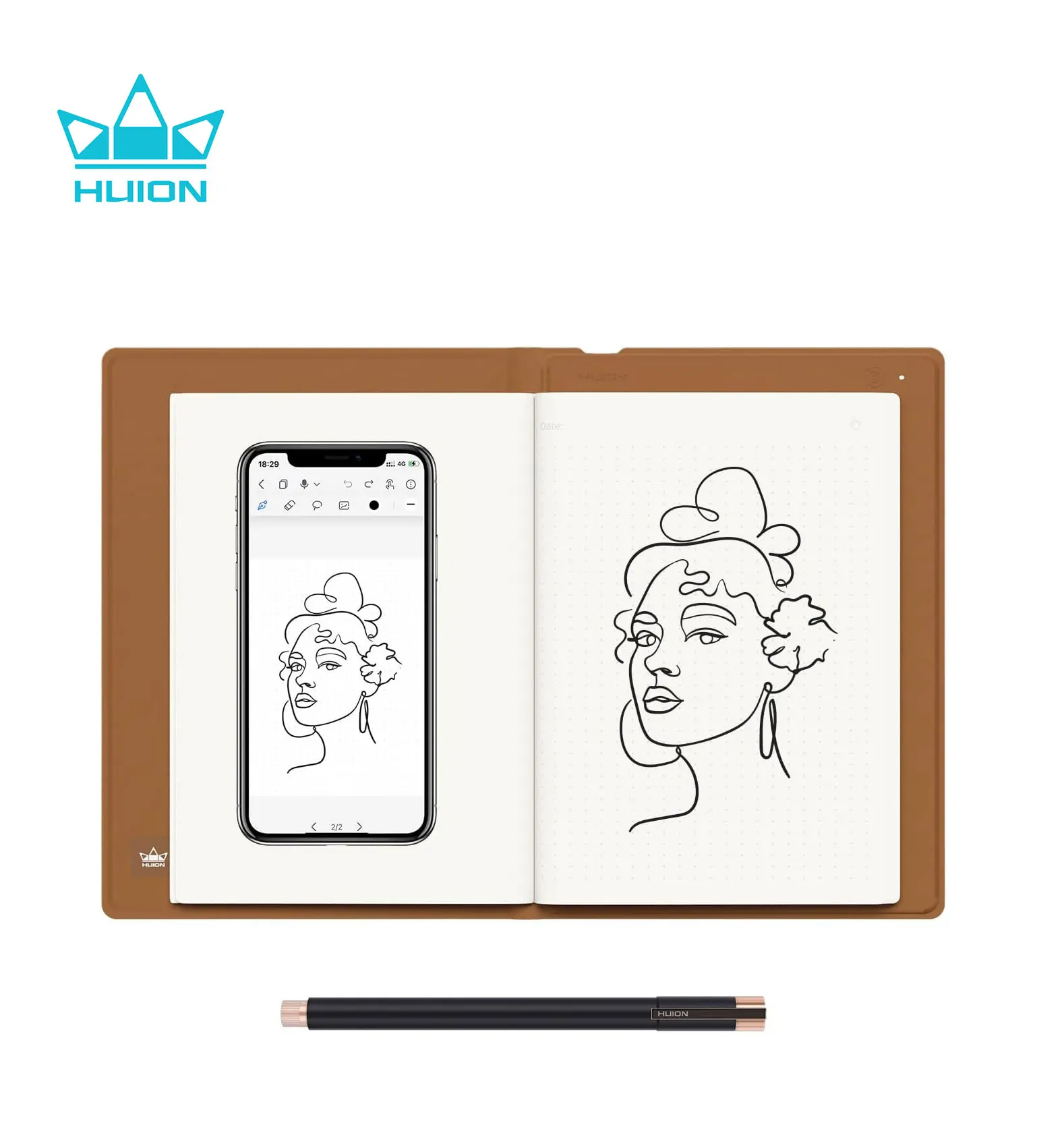

HUION Note 2-in-1 Digital Notebook Drawing Tablet With Battery-free Pen, Bluetooth Wireless Paper Tablet Electronic Writing Pad