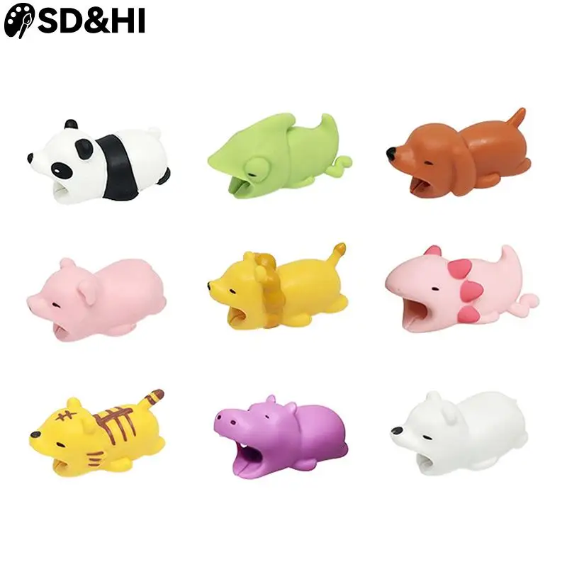 Cute Cartoon Animal Cable Organizer, Cable Saver Cover, Telefone Linha USB, Dados do carregador, Bite Cord Protector, Acessórios Suporte do telefone