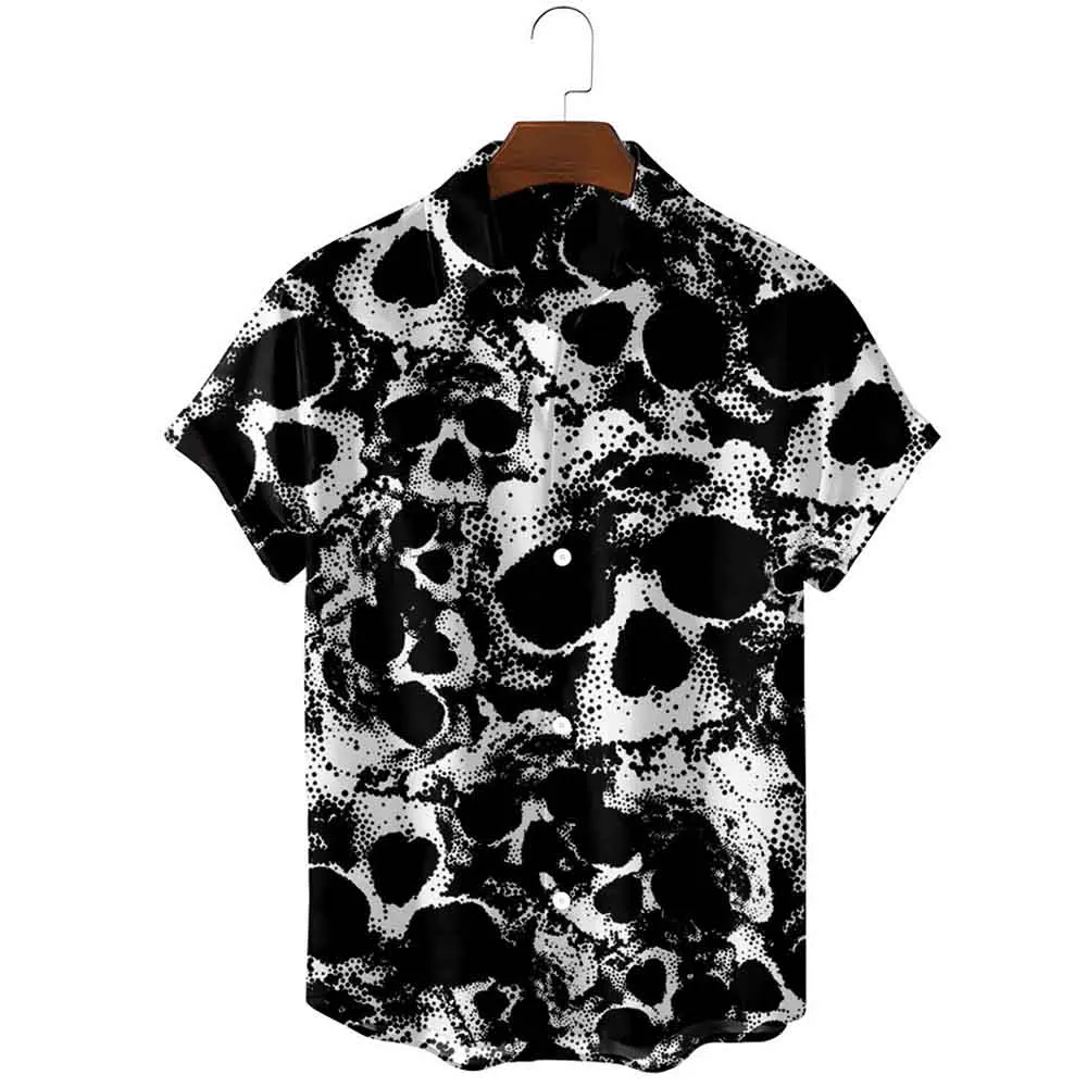 Skull print 3d printed beach shirt Short Sleeve Hawaiian shirt Men\'s shirt Casual shirt Cuba Camisa men\'s clothing