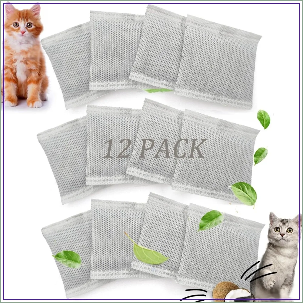 12 Pack Cat Litter Box Odor Eliminator Filters, Activated Charcoal for Hooded Litter Boxes, Universal Fit