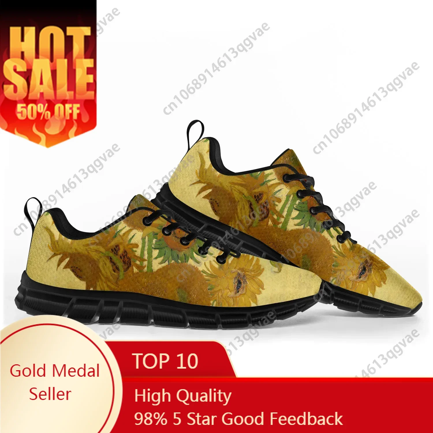 

Van Gogh Oil Painting Sunflower Sports Shoes Mens Womens Teenager Kids Children Sneakers Custom Casual Couple Shoe