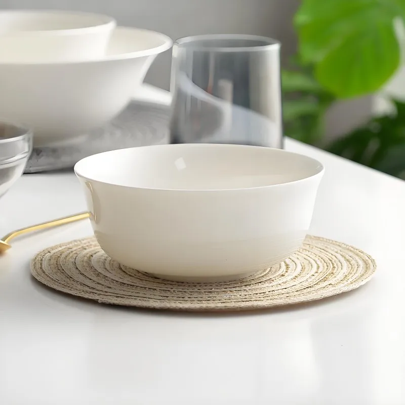 5 inch, bone china mixing bowl, japanese style, ceramic food container for noodle and soup, big size serving bowl