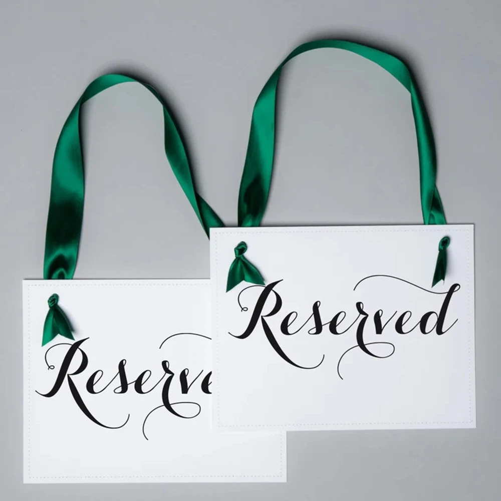 Set of 2 Reserved Signs for Weddings & Events | Two Chair and Row Reserved Banners