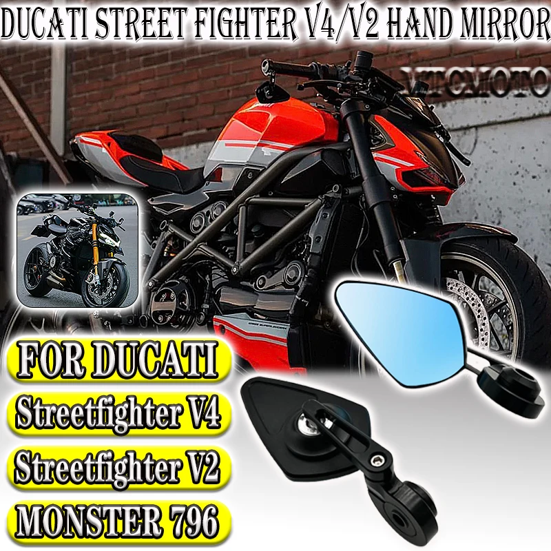 

v4 Motorcycle CNC Aluminium Handlebar Bar End Mirror For Ducati Street fighter V4 V2 Monster 821 1200 Scrambler 400 800 Mirrors