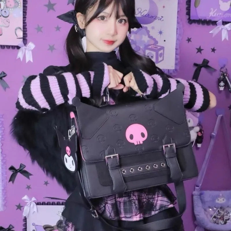 

Kuromi Anime Kawaii Sanrio Girls Pu Storage Bag Cute Cartoon Crossbody Bag Shoulder Backpack Lovely Pendant Birthday Gifts
