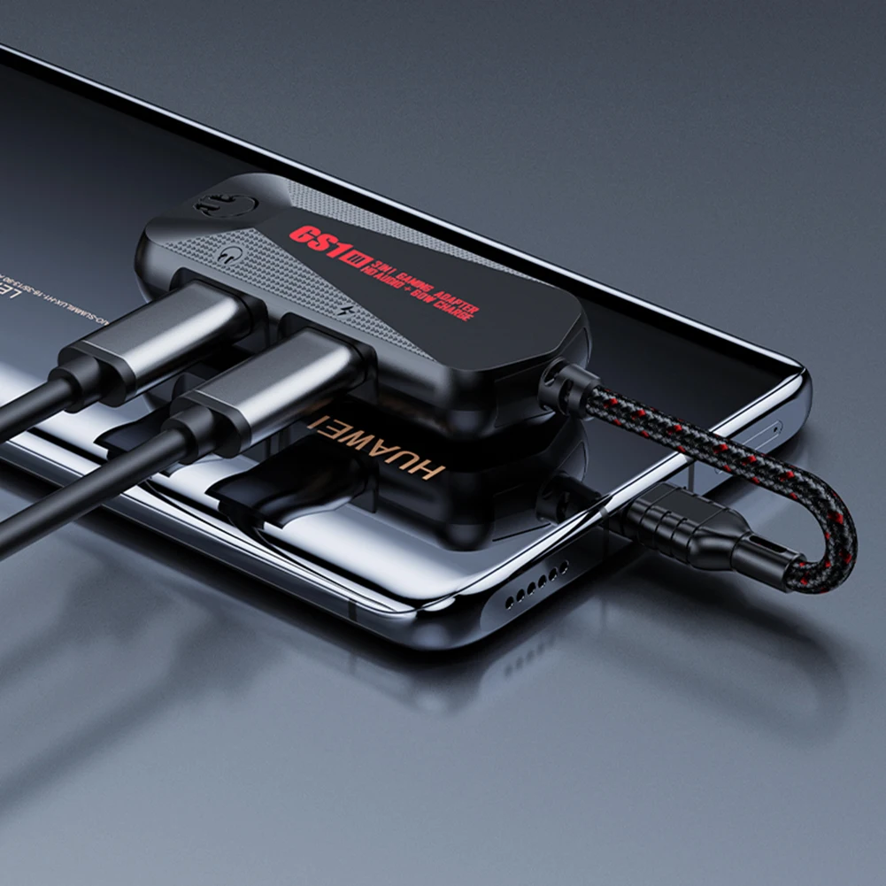 

3-in-1 Game Phone Sound Card Type-C To 3.5mm Mobile Gaming Sound Card 60W Nylon Portable 24Bit 96Hz Hi-Res Accessories
