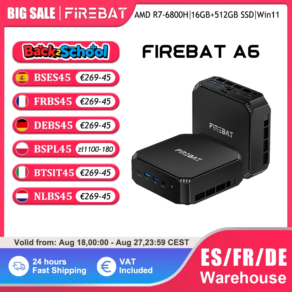 FIREBAT A6 ultimo MINI PC AMD Ryzen 7 6800H 16GB DDR5 RAM 512GB SSD WIFI6 BT5.2 Computer Desktop portatile MINI-PC