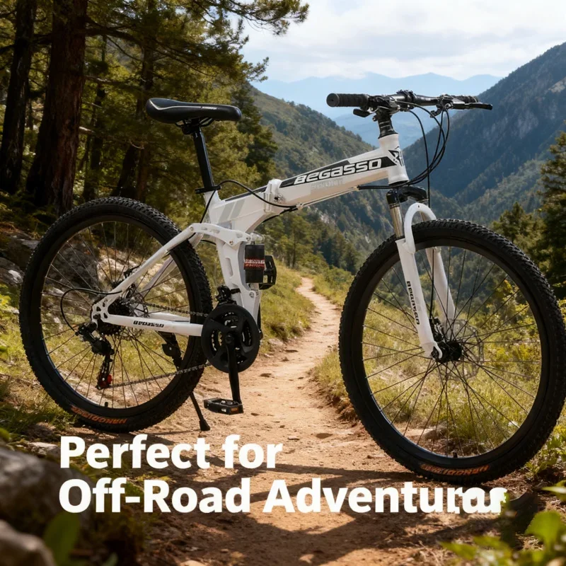 

Adult Folding Mountain Bike High Configuration White Spoke Wheel Variable Speed Soft Tail Cross-Border Wholesale