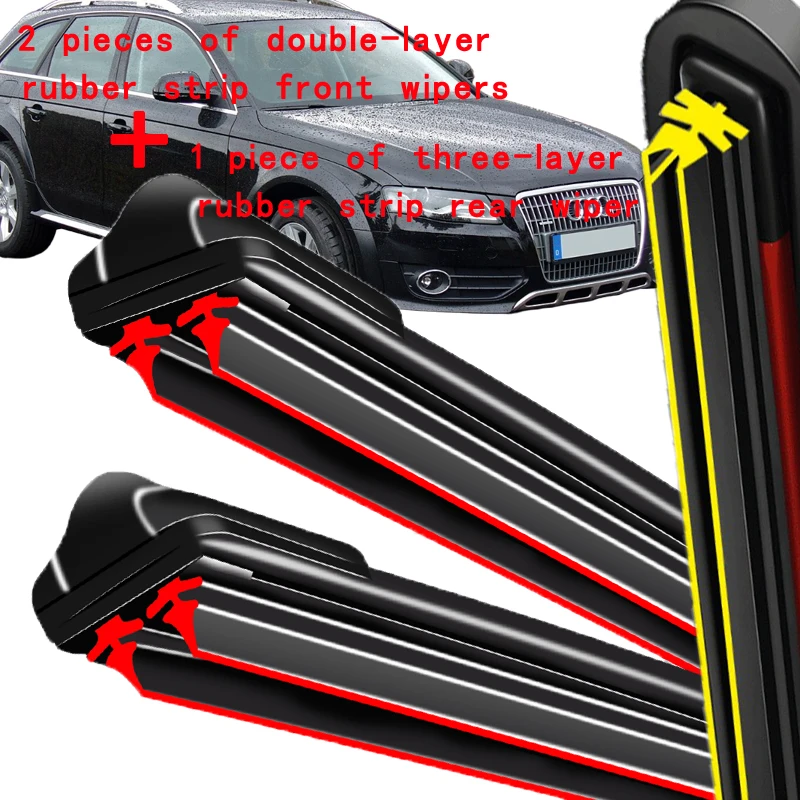 

For Audi A4 B8 2009-2016 2010 2011 2012 2013 2014 2015 Wiper Front & Rear Wiper Blades Windshield Windscreen Window 24"+20"+16"