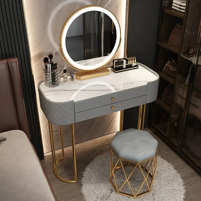 Tocador De almacenamiento para Maquillaje, mueble De lujo con espejo nórdico Simple, cajón De dormitorio