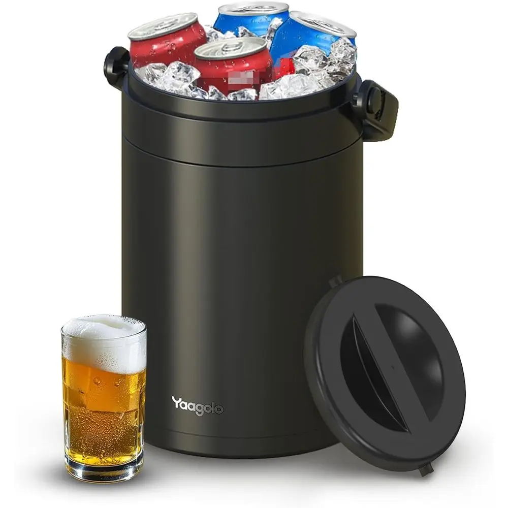 

4.8L Insulated Ice Bucket, 5Quart Double Wall Vacuum StainlSteel Keeps rozen Longer, insulated Wine Cooler used or Parties, Cock