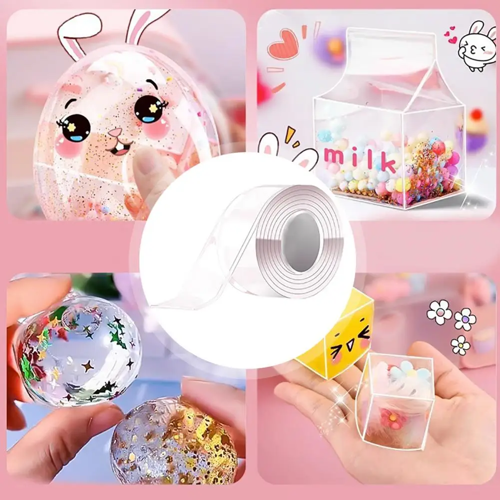 Kids Tape Kit Bubble Tape 300cm Tape Bubble Toy Set with Straw Charm Sticker Inflator Tweezer Adhesive Fun Diy for Children's