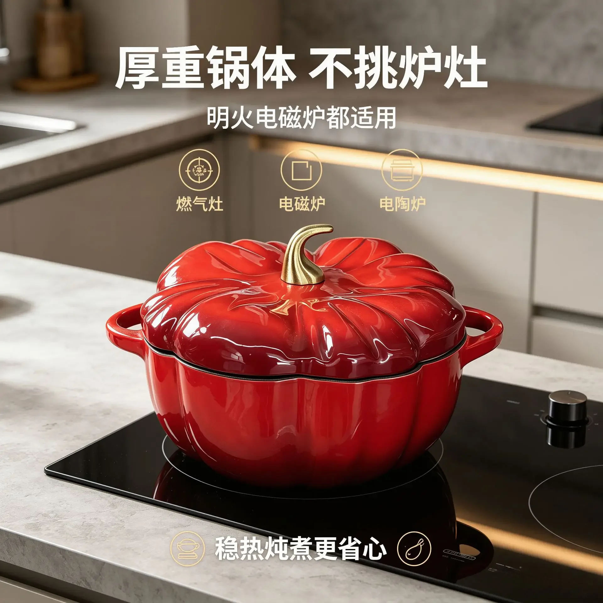 DSA micro-pressure cast iron pumpkin pot enamel pot soup stew  household enamel soup pot universal enamel non-stick