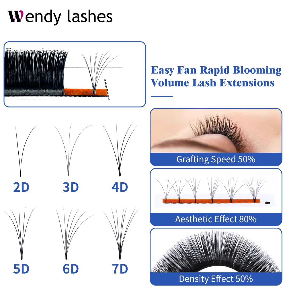 Wendy Easy Fan-pestañas postizas con forma de C/D, pestañas de extensiones de pestañas de vizón individuales, suaves, naturales, voluminosas