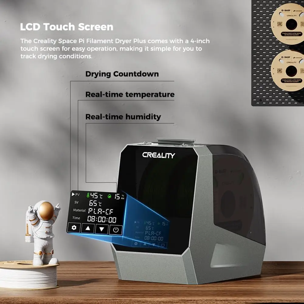 Imagem -04 - Creality 3d Space pi Secador Plus Caixa Seca de Filamento Desidratador de Secagem com Capacidade de Dois Rolos 45 ° C70 ° c 360 ° Atualização da Circulação de ar Quente