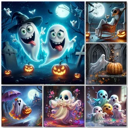 DIY 5D Diamond Painting Cute Colorful Cartoon Ghost Full Rhinestone Mosaic Embroidery Cross Stitch Kit Home Decor Halloween Gift