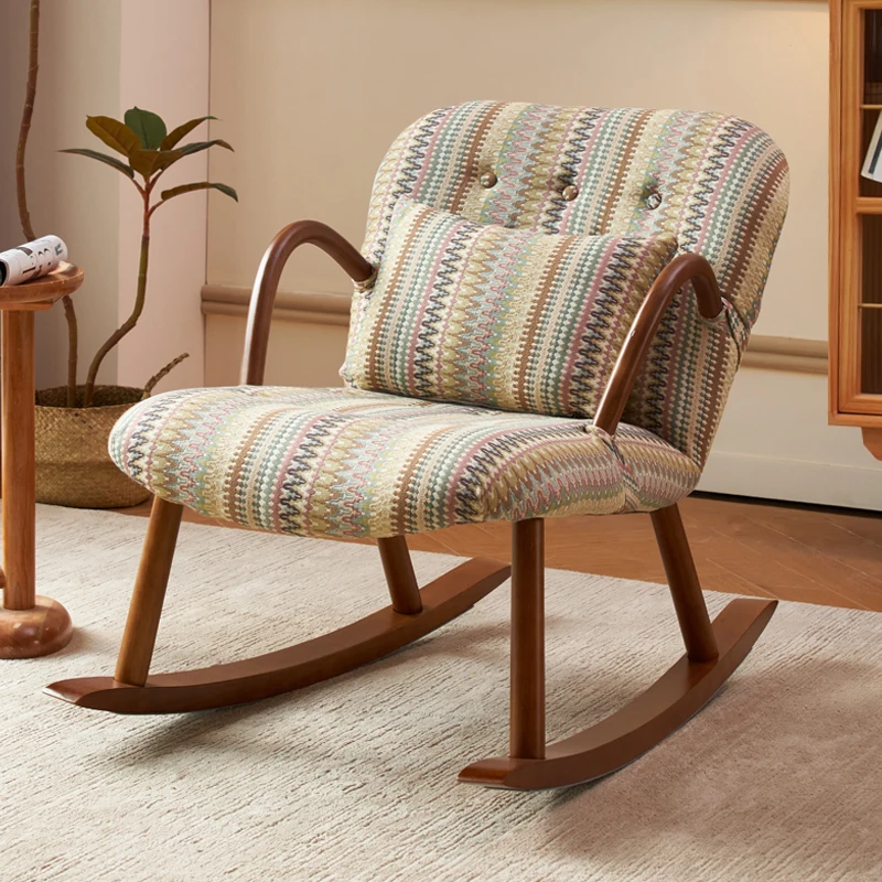 

Recliner Design Living Room Chairs Rocking Wooden Lazy Balcony Living Room Chairs Individual Reading Fauteuil Salon Furniture