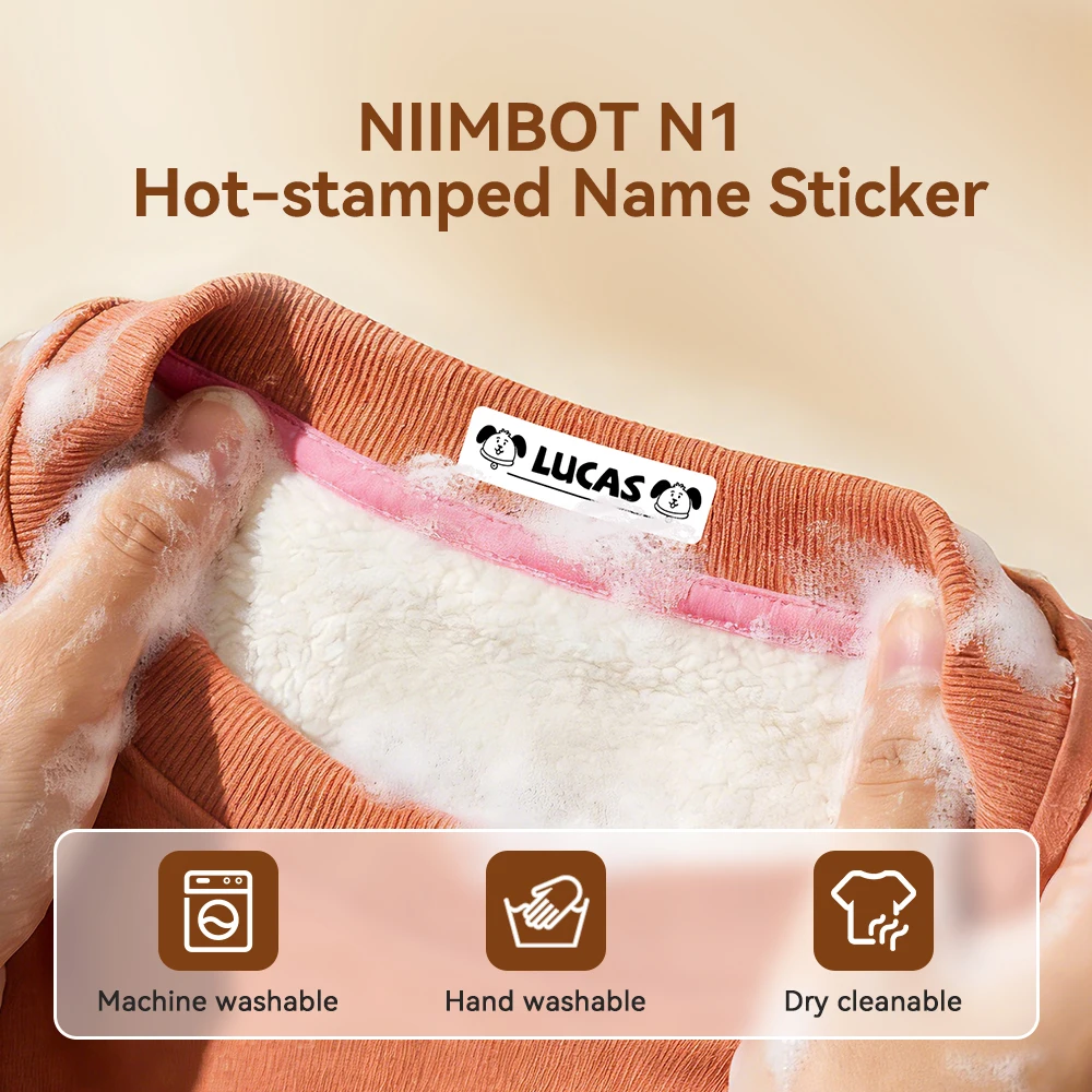 2 Rolls NIIMBOT N1 Iron-On Transfer Name Stickers Clothing Fabric Sticker for School Supplies Kids Uniforms Clothing Sportswear
