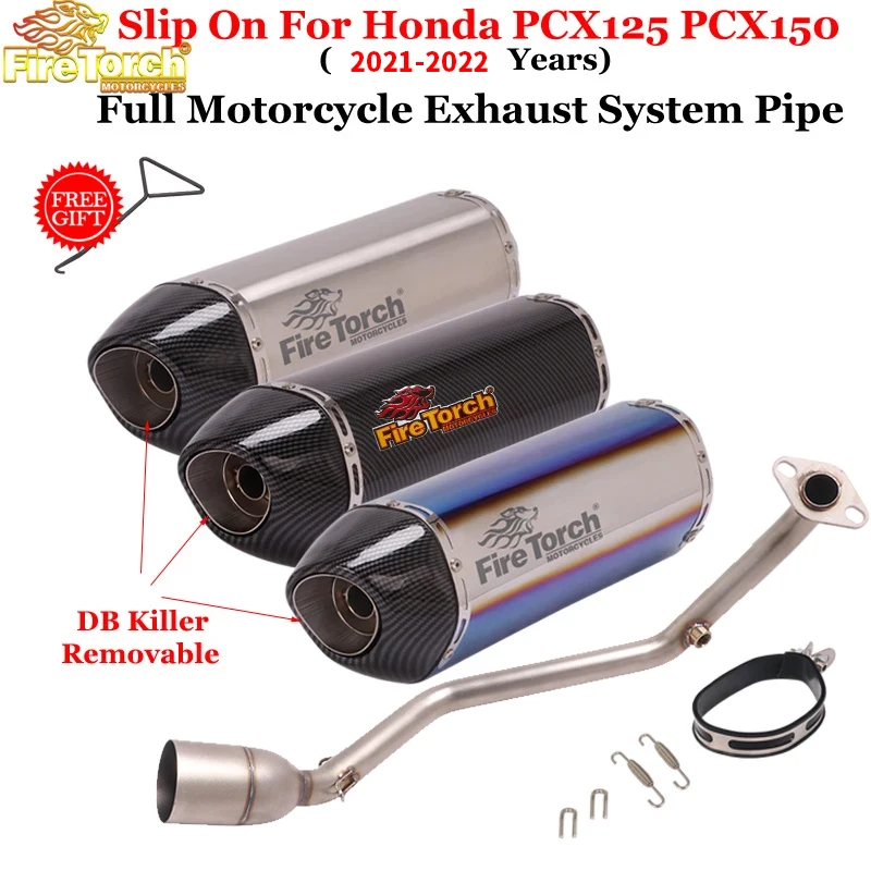 

Full Motorcycle Exhaust Tube System Front Link Pipe Muffler Moto DB Killer Slip-On For Honda PCX 125 150 PCX125 PCX150 2021 2022