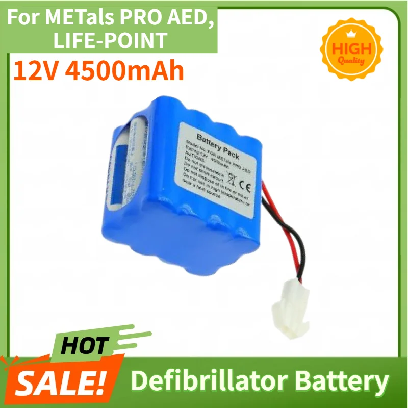 100% New High Quality 12V 4500mAh Replacement Battery For METals PRO AED,LIFE-POINT Defibrillator
