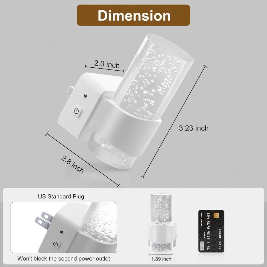 LED Night Light Dimmable Night Lights Plug into Wall 2 Pack Plug in Night Light with Adjustable Brightn 3000K Decorative Bubble