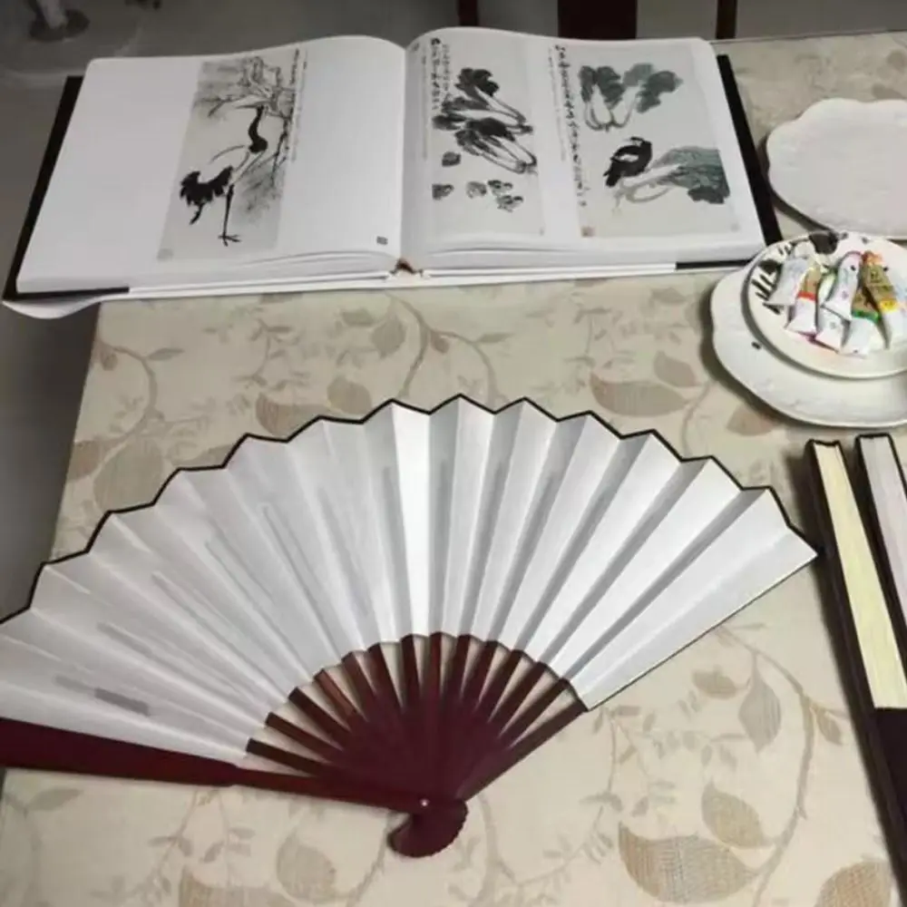 28 cm chinesischer Tai Chi-Fan aus Kunststoff, Knochen, mehrfarbig, für Tanzaufführungen, Chinoiserie, Geschenk, DIY, Yoga, Kung-Fu-Fan