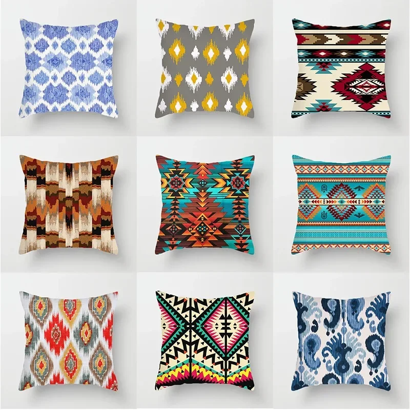 Home Decor Bohemian Ethnic Pattern Digital Print Pillow Covers Pattern Cushion Cover Suitable for Sofa Bedroom Car Pillow Cover