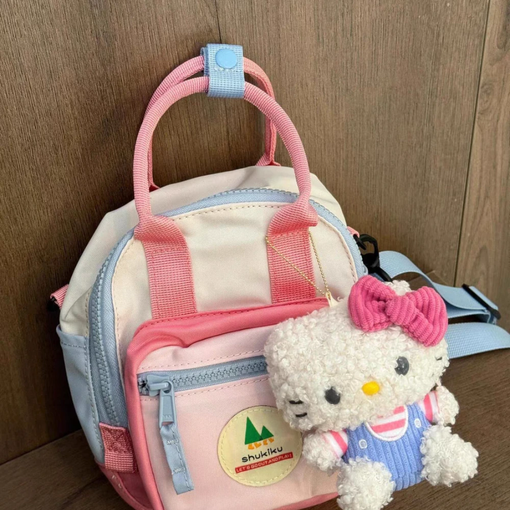 애니메이션 Sanrio 헬로 키티 곱슬 봉제 인형 장난감 Kawaii Kt 고양이 여성 핸드백 만화 장식 액세서리 소녀 생일 선물