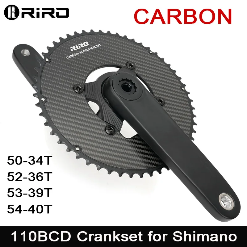 

RIRO 11/12S 110Bcd Bicycle Crankset for Shimano Carbon Fiber Road Bike Crank Set 50-34T 52-36T 53-39T 54-40T Cycling Chainring