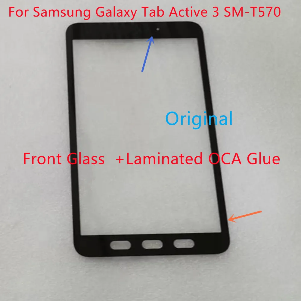 New For Samsung Galaxy Tab Active 3 SM-T570 SM-T575 SM-T577 T577U SM-T579 T570 T575 Front Glass Touch Screen +Laminated OCA Glue