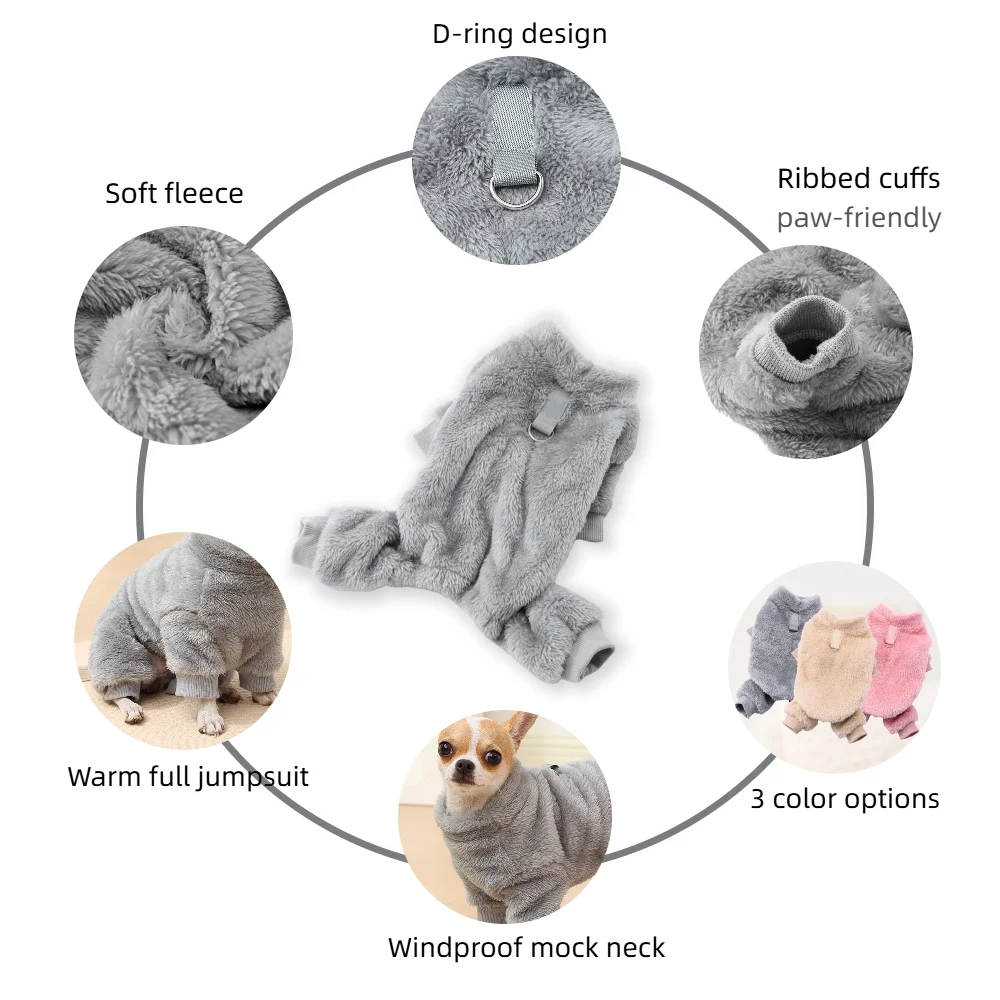 Winter Warme Fleece-Hundekleidung Pyjamas Niedlicher Weicher Gemütlicher Haustier-Jumpsuit für Kleine Mittelgroße Hunde Welpen-Mantel für Chihuahua Beagle Bekleidung – Detail 9