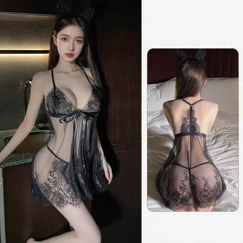 Sexy underwear women do not take off nightdress large size sexy women charming transparent extreme temptation lace