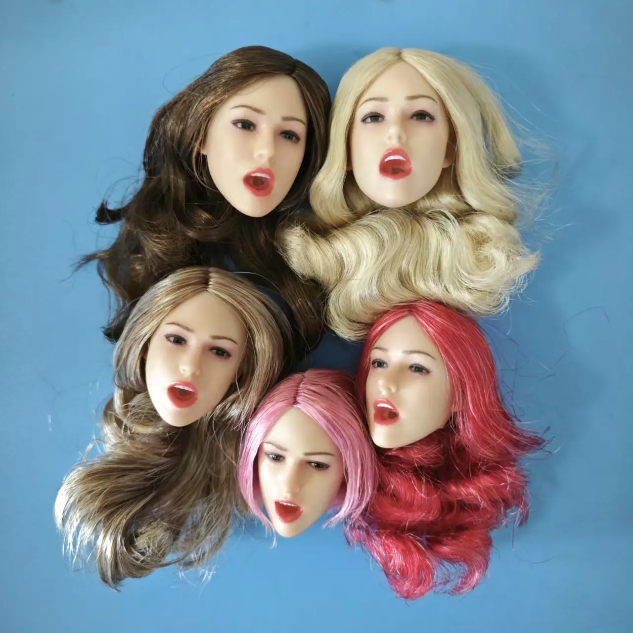 

1/6 Female Movable Eyes Head Sculpt with Replaceable Tongues Model Fit 12'' Soldier Action Figure Body Doll Z6TOYS ZC009