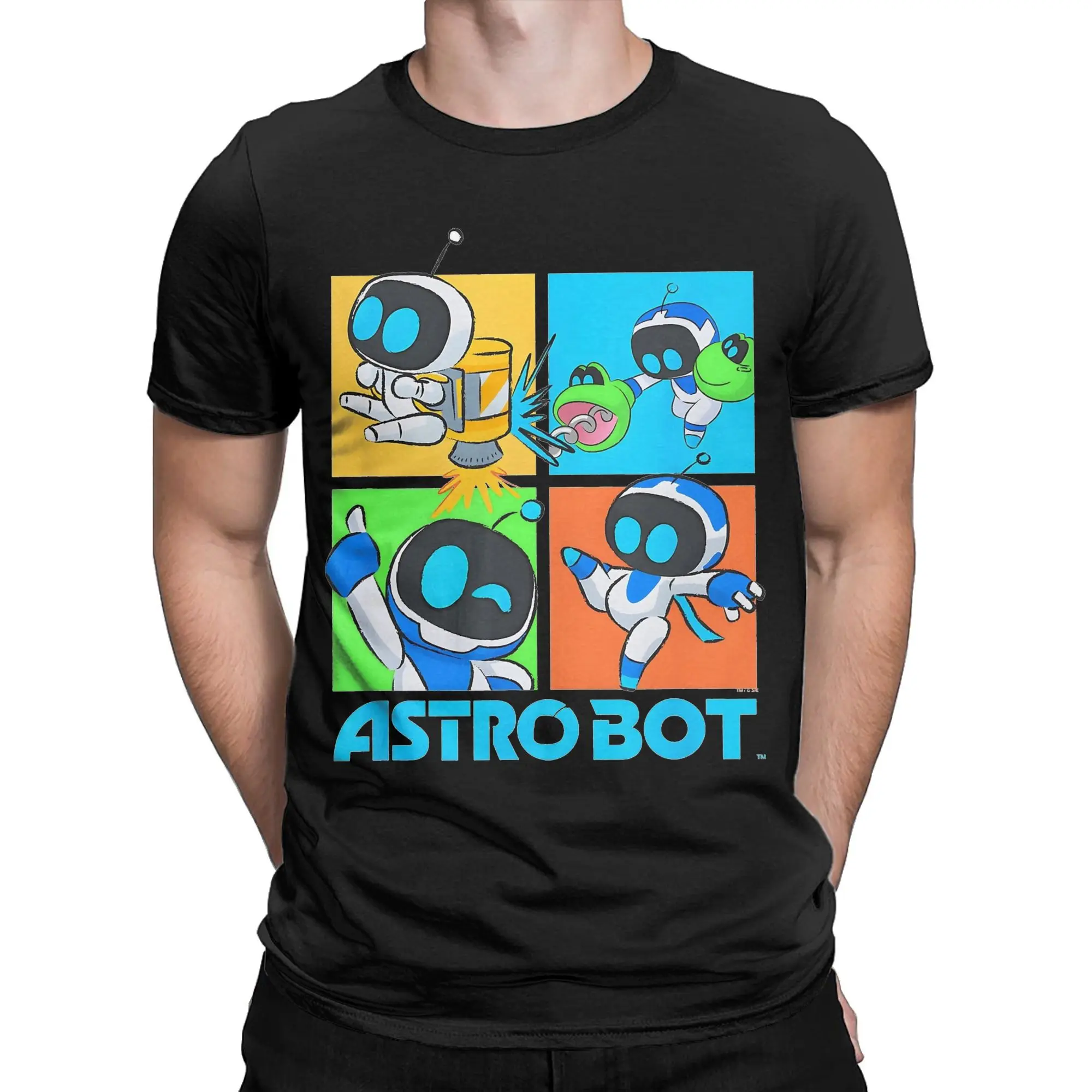 Men Women Astrobot Fighting  T Shirt Pure Cotton Printed Tee Shirts Video Game Clothing Outfits