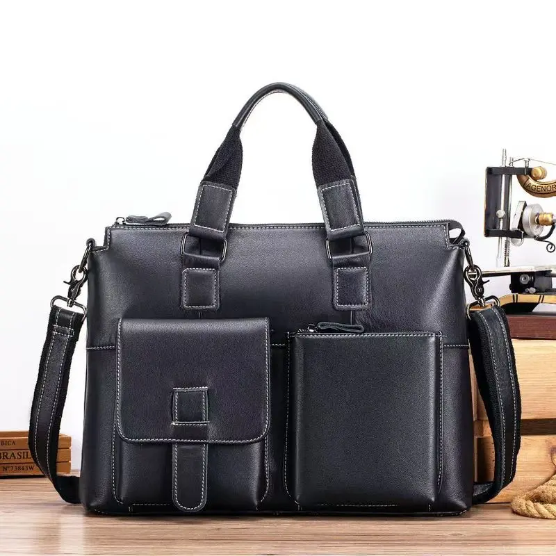 Retro men's briefcase, men's bag 14-inch laptop bag shoulder bag crossbody bag handbag business bag business briefcase