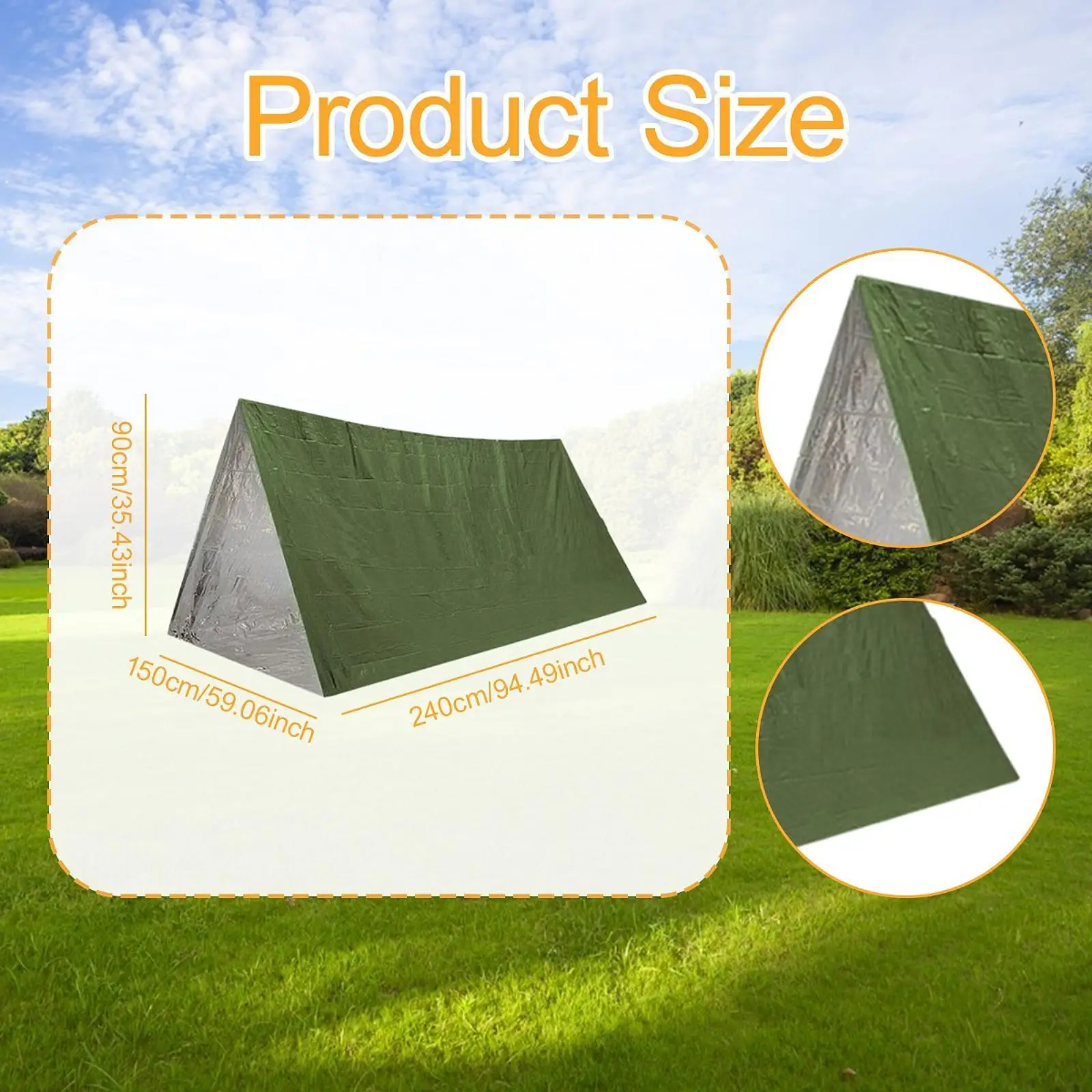 

Ultralight Camping Tent for 2 People PE Emergency Survival Shelter Backpacking Tent for Outdoor Hiking