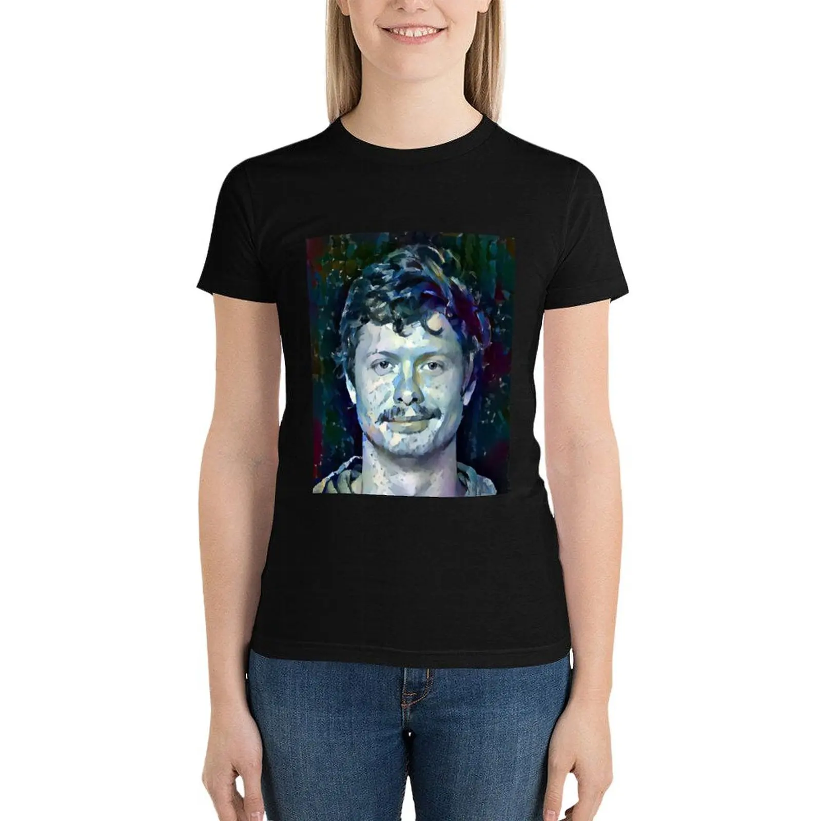 Anders Holm Eccleston Portrait T-Shirt lady clothes oversized Top Women