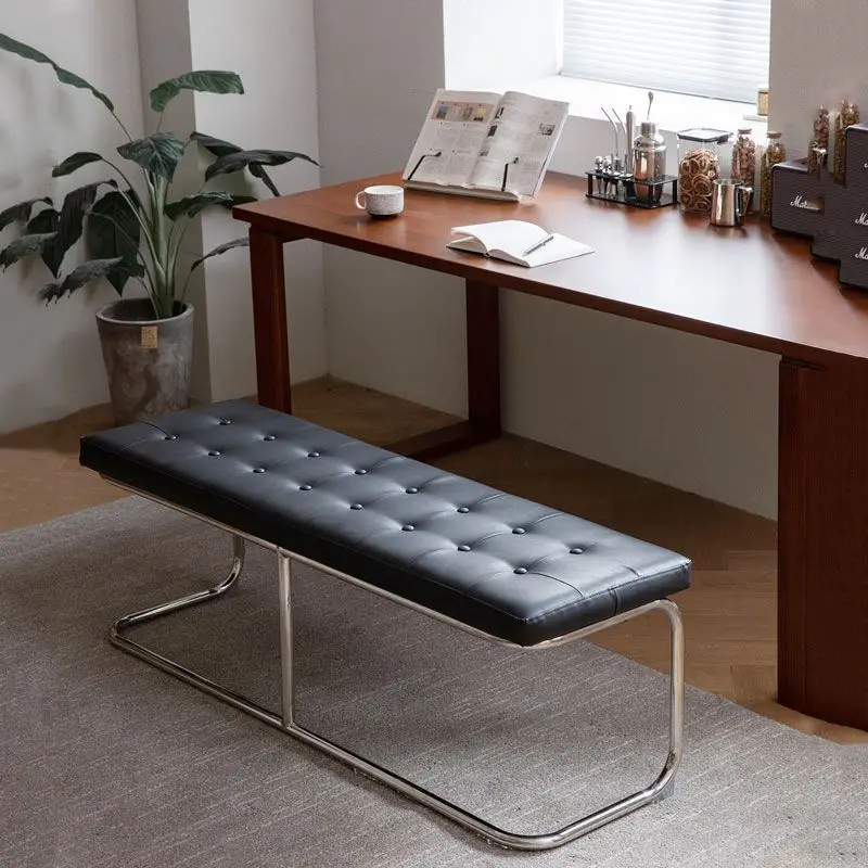 ‌ Lange Bank im Vintage-Stil, Fußstützenhocker aus Edelstahl, industrieller Esszimmerstuhl aus Eisen, Mehrzweck-Schuhbank für den Eingangsbereich
