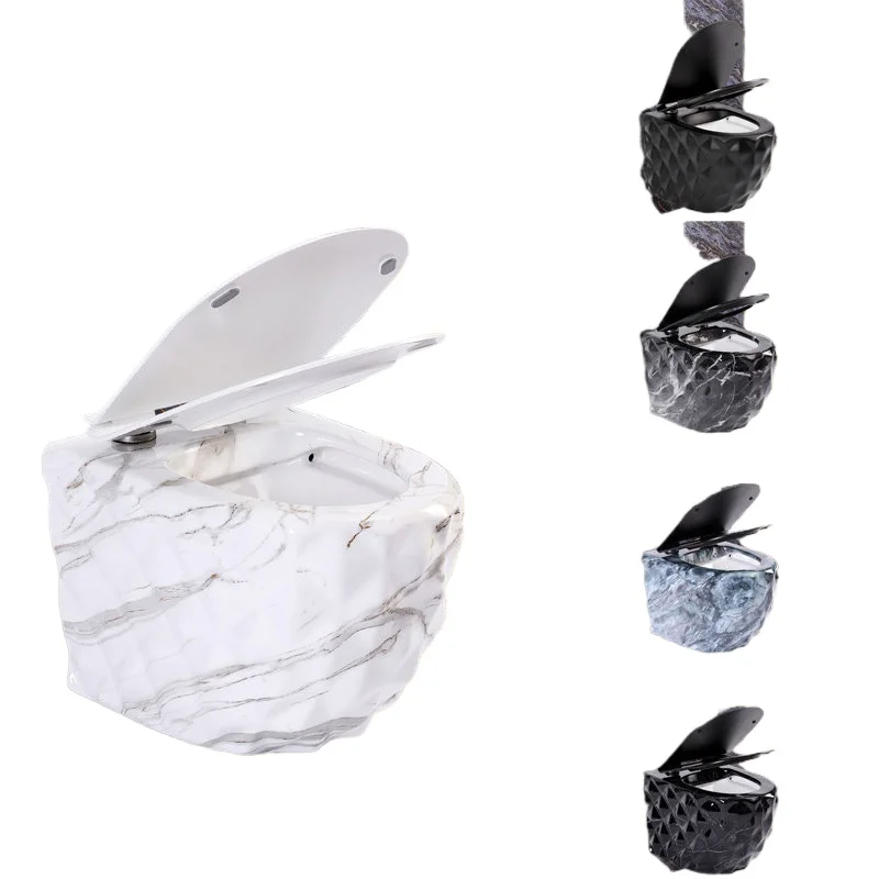 

Black wall-mounted toilet home small size small apartment color toilet floating hidden water tank
