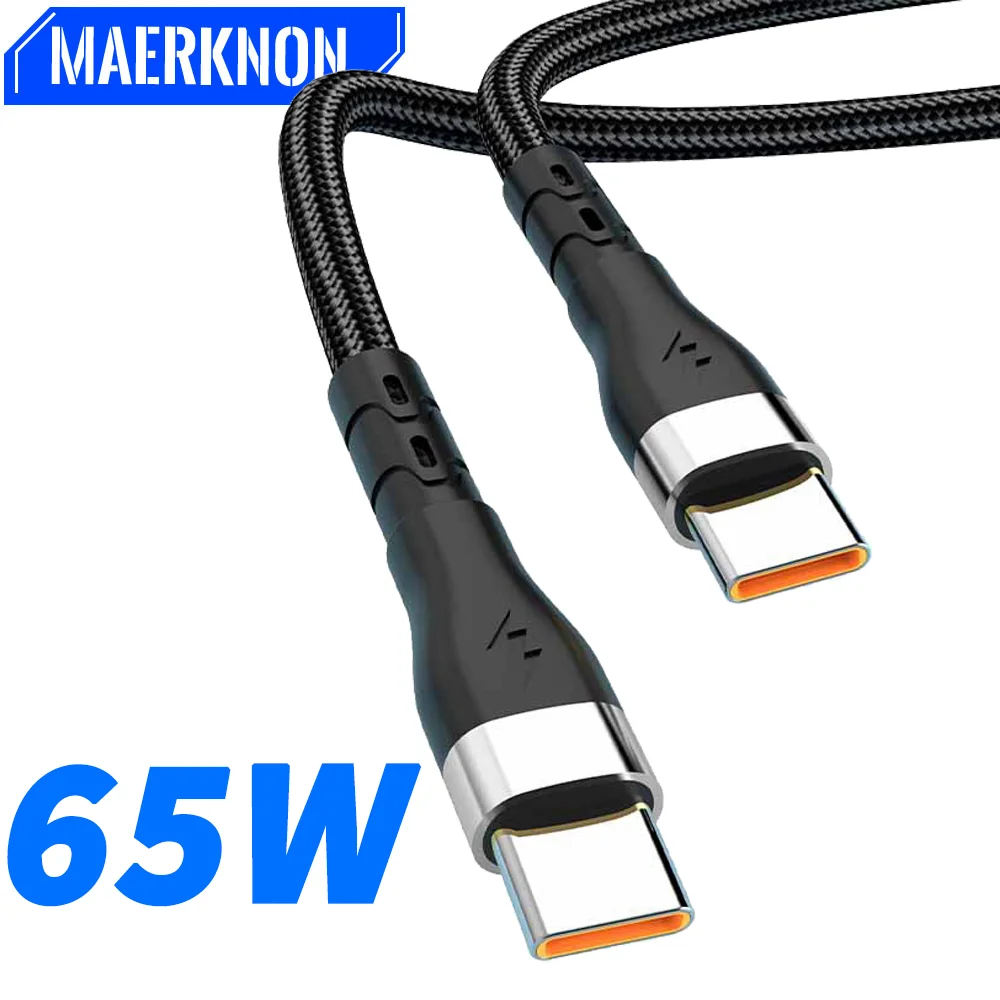 USB C Cable 65W Nylon USB C to USB C Cable Fast Charging Cord for iPhone 15/15 Pro/15 Pro Max Samsung Galaxy S23 S22 Xiaomi 13