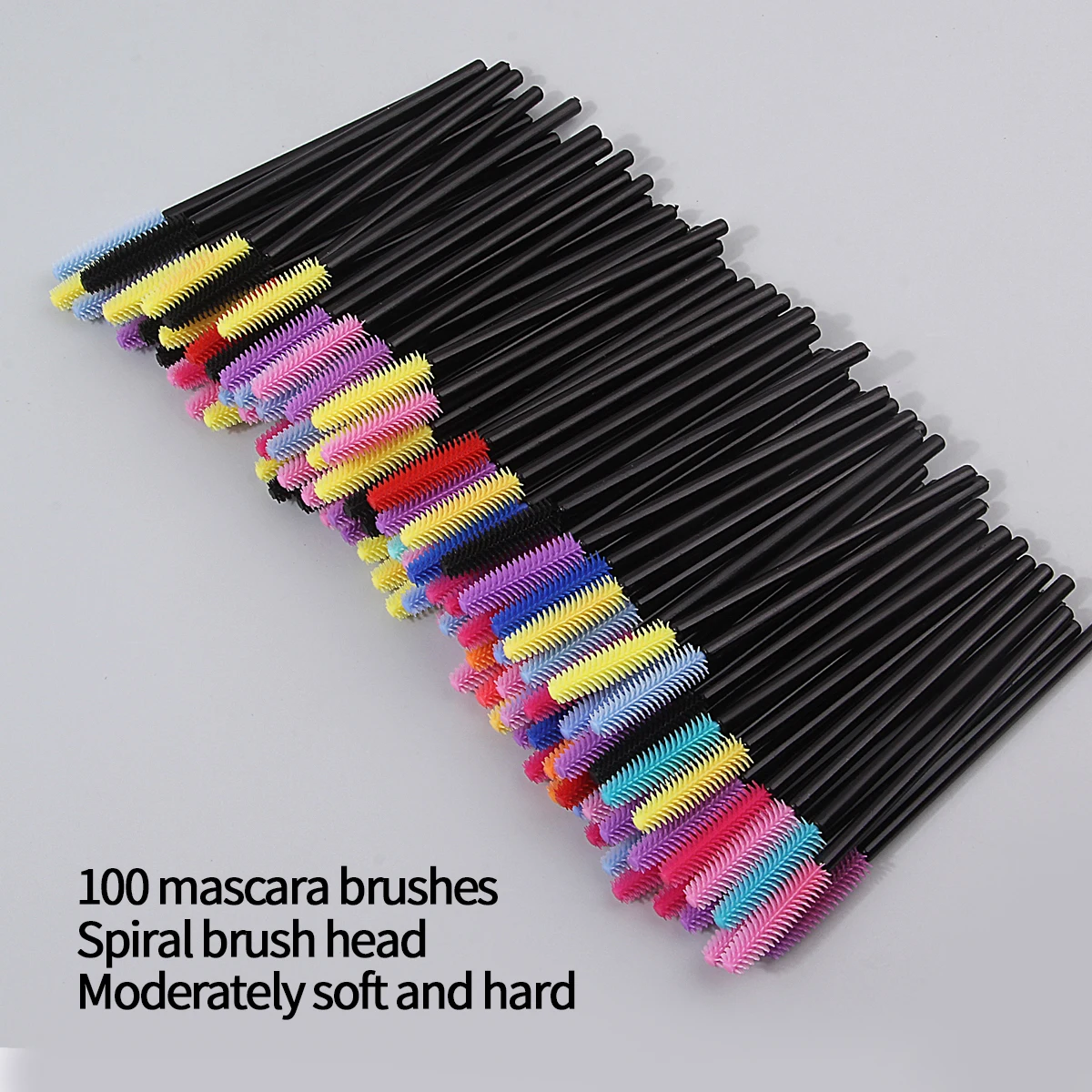 50/100PCS colored silicone mascara brush, mini multi-functional eyebrow comb, spiral eyelash curl, mascara brush