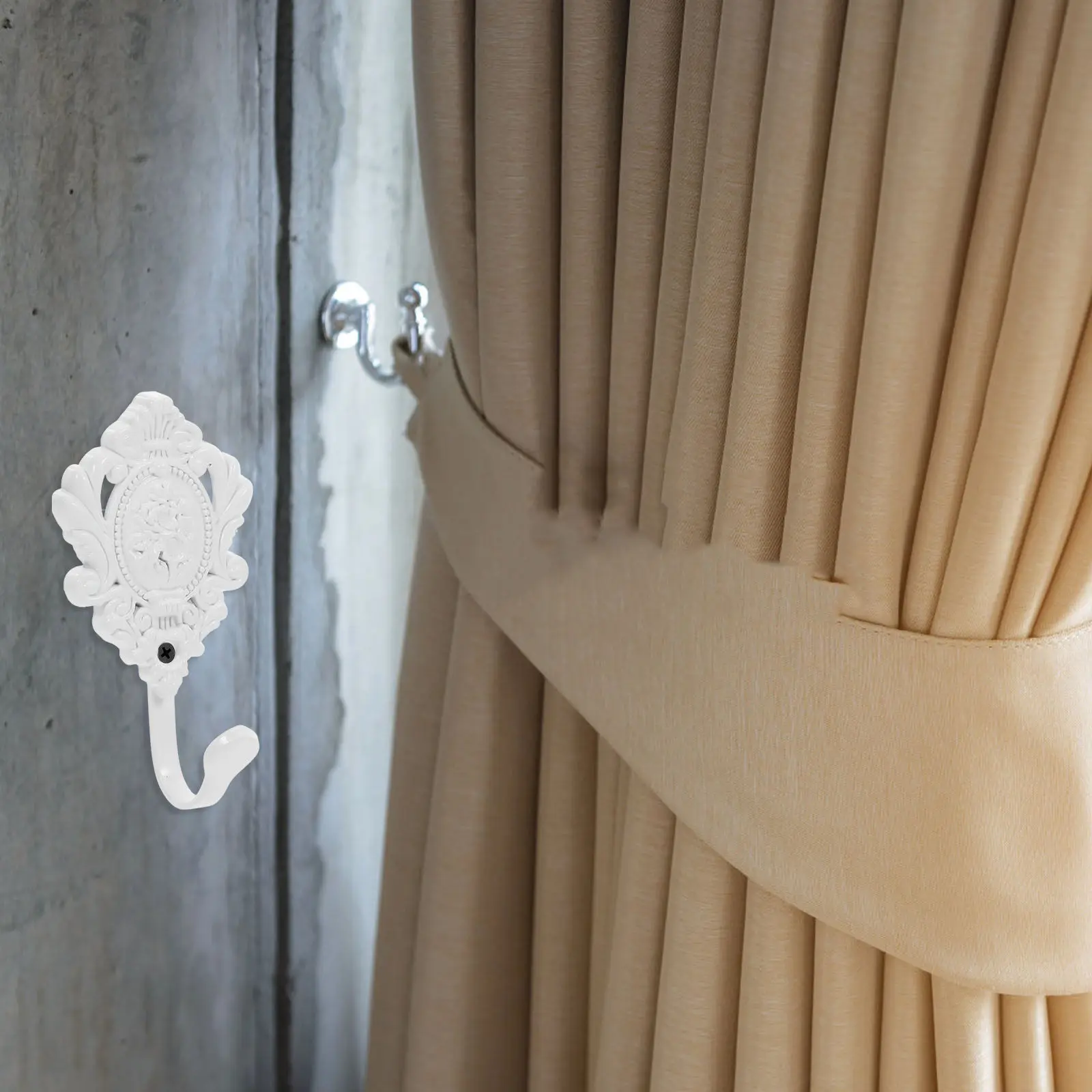 2Pcs Zinc Alloy Curtain Holdbacks Vintage Rose Design Side Holders Tieback Hooks for Walls Metal Curtain Holdbacks Indoor