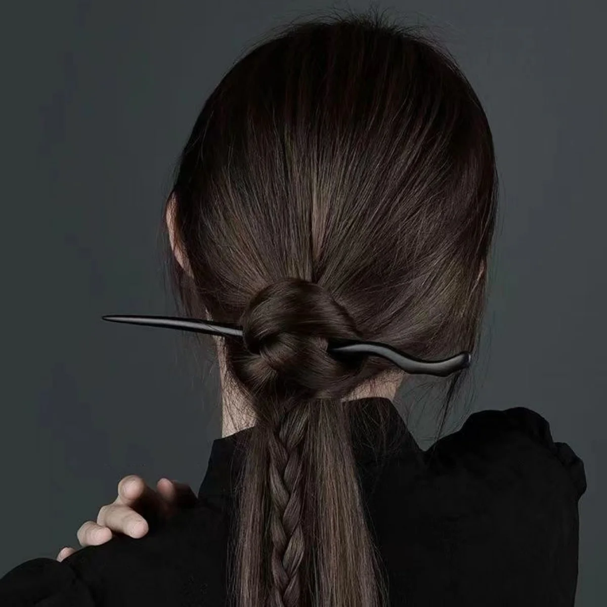 Simple Wooden Hairpin For Women Elegant Black Sandalwood Hair Stick Girls Daily Life Hair Accessories Hanfu Updo Hair Pin 1pc image 2