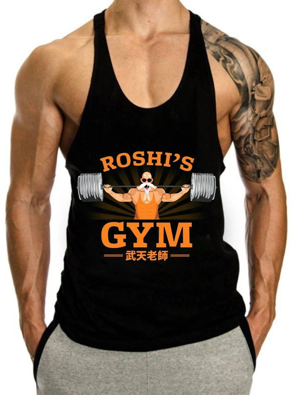 

Мужская майка Master Roshi, хлопковый жилет, японский аниме Dragon Ball, быстросохнущие майки без рукавов, топ для фитнеса, наращивания мышц