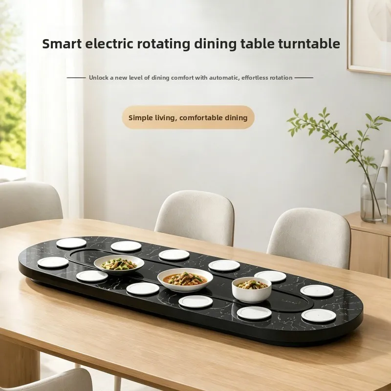 Special electric rotating dining table, turntable tray automatic household suitable for rectangular vegetable delivery