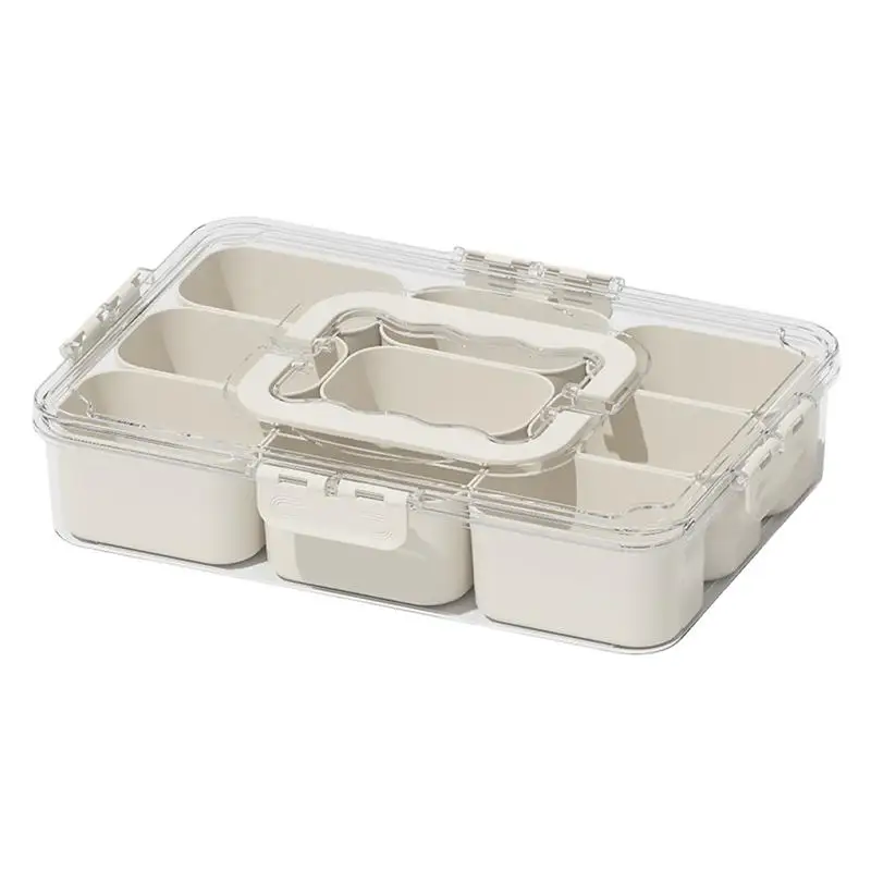 

Divided Snack Tray Clear Lid Divided Serving Tray With Handle Party Gathering Storage Container For Seasoning Snacks Fruits