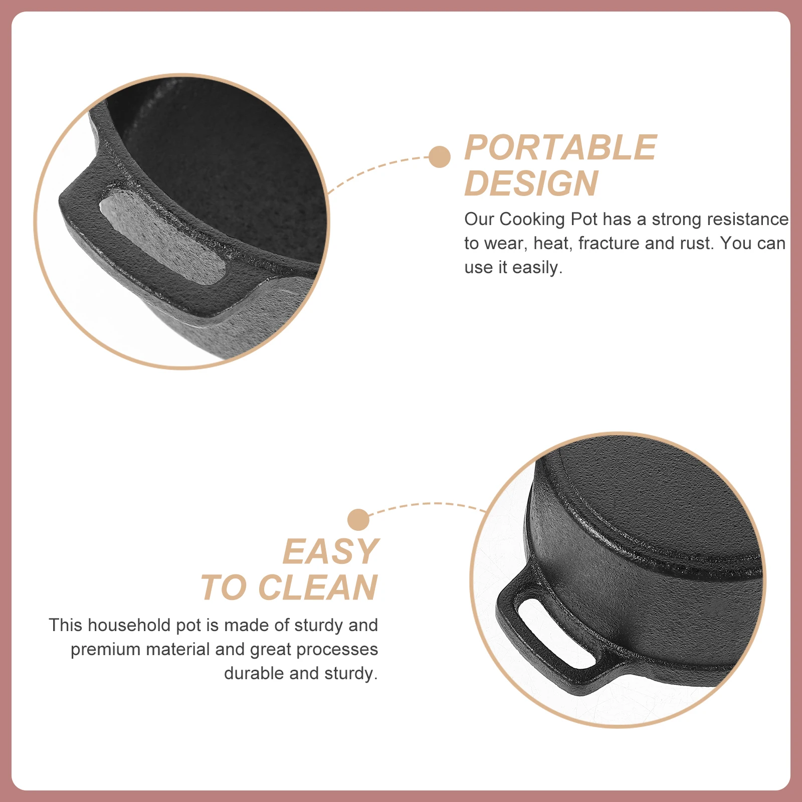 

Mini Cast Iron Pot Milk Cooking Boiler Multifunctional Household Kitchen Steam Pots Stewpan Stockpot Safe Heat Resistant